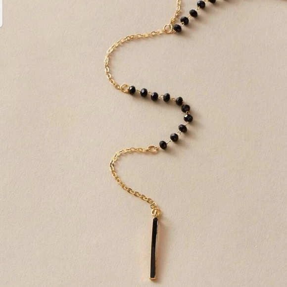 *Dina* Black Bead Long Necklace - Picture 4 of 5